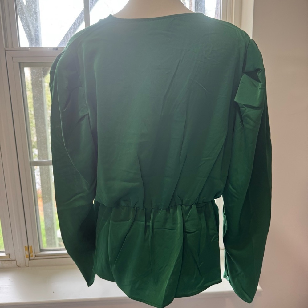 Adiva Emerald Green Wrap Blouse with Waist Tie | New with Tags - Picture 6 of 10